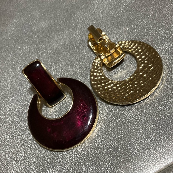 Vintage Womens Clip on Door knocker Drop Earrings - Picture 5 of 6